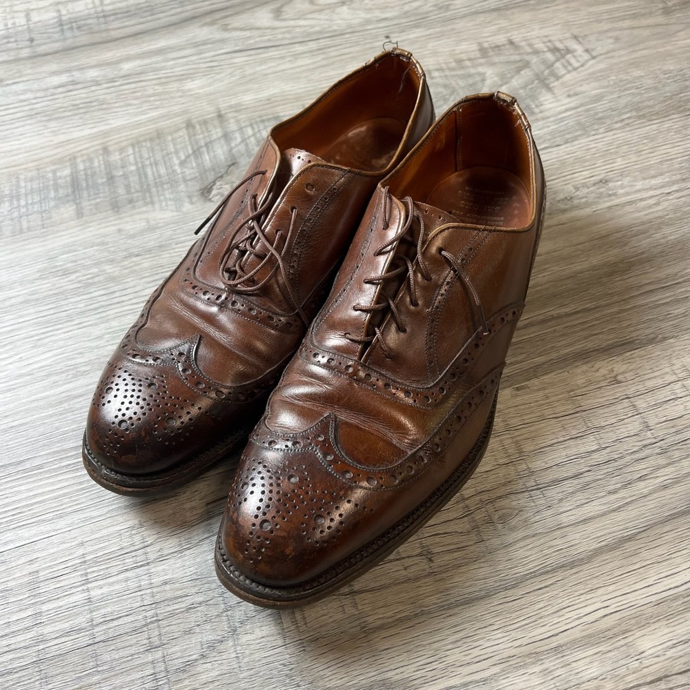 Brooks Brothers Wingtip Oxford Mens 7.5 Brown Leather Brogue England Dress Shoes